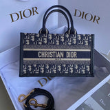 Dior Women's Bag Top version 【Grade Surrogate Shopping Original Factory】2024New Presbyopic Blue Embroidery Horizontal Version booktote Tote Bag Women's Handbag Shoulder Messenger Bag