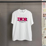 Dior T-shirt Front Color-Block Letter Print logo round Neck Short Sleeve25ss New pure cotton T Unisex T-Shirt OS Loose Fit Base Shirt Top Half Sleeve T-Shirt