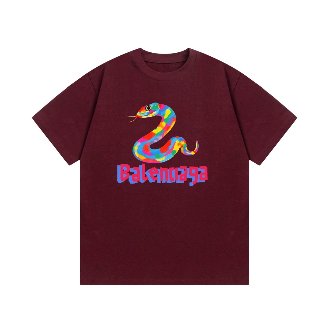 Balenciaga T-shirt Year of the Snake Limited Edition Letter Print Logo Logo Crew Neck Short Sleeve25ss New Pure Cotton Unisex Style T T-shirt OS Loose Fit Base Shirt Top Half Sleeve T-Shirt
