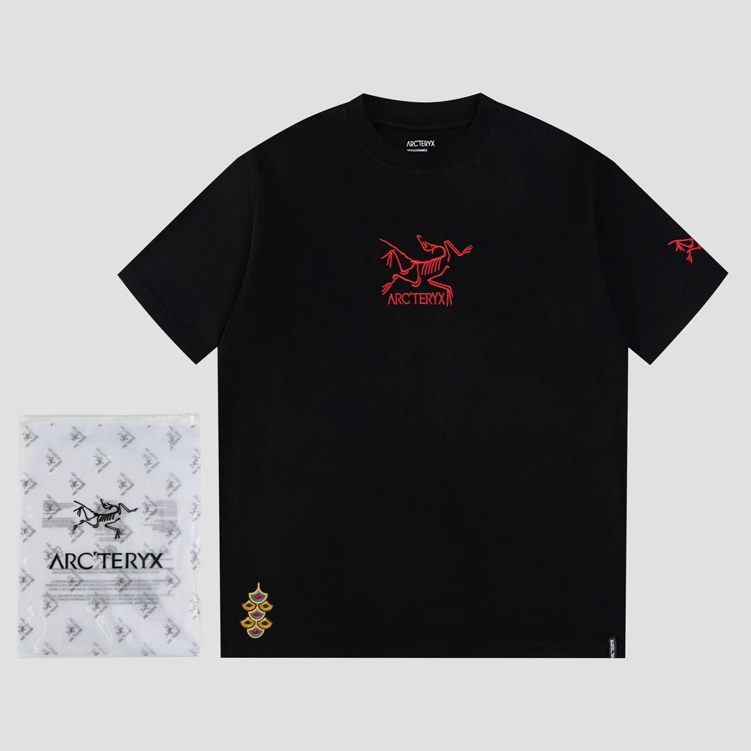 Arc'teryx T-shirt Chest Bird Letter Embroidery logo round Neck Short Sleeve25ss New Pure Cotton Unisex Style T Casual T-Shirt Base Layer Shirt OS Loose Fit Half Sleeve Top Plus Size