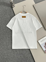 Louis Vuitton LV T-shirt Back Large Brand Letter Embroidery logo round Neck Short Sleeve25ss New Pure Cotton Unisex Style T Casual T-Shirt Base Layer Shirt OS Loose Fit Half Sleeve Top Plus Size