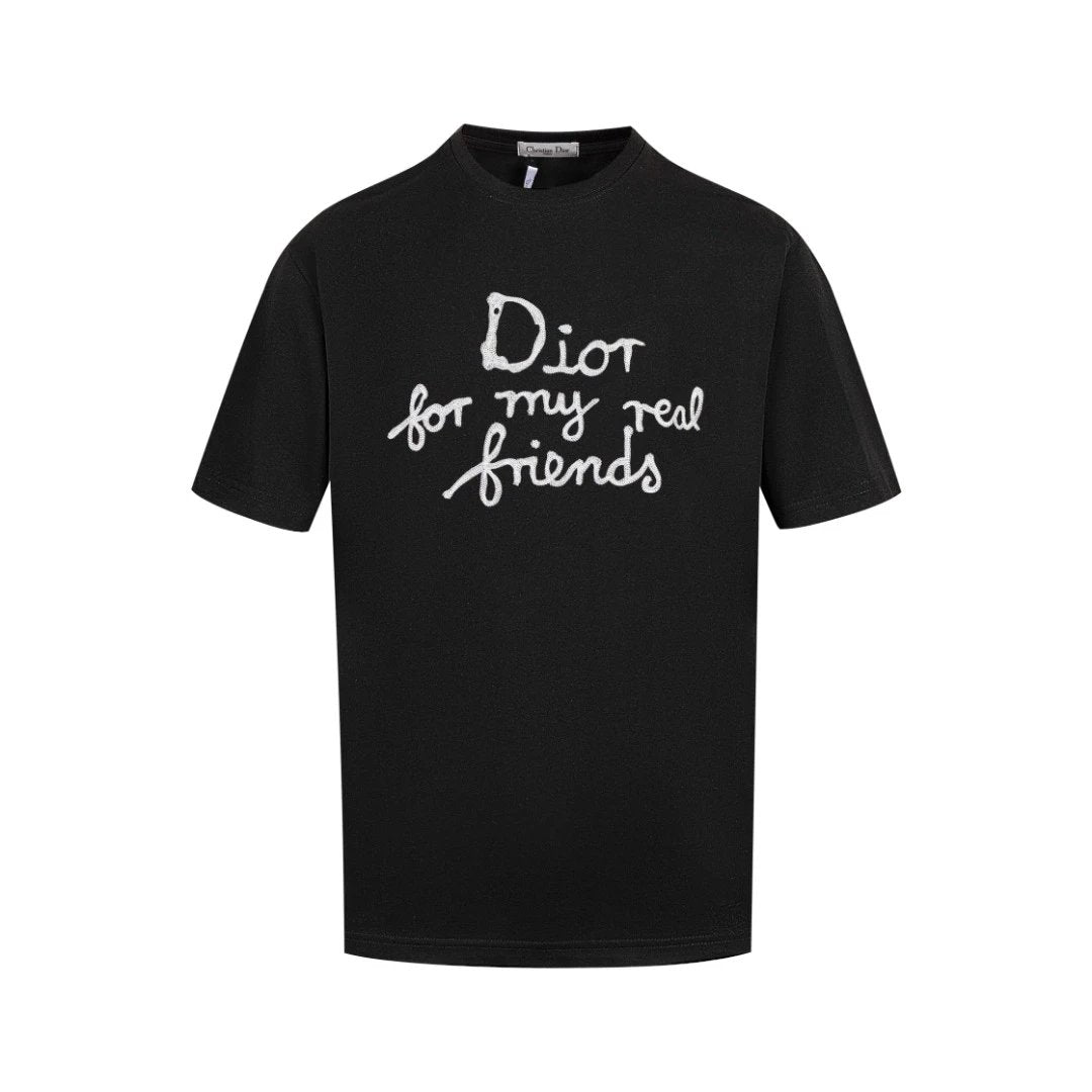 Dior T-shirt Chest Letter Embroidery logo round Neck Short Sleeve25ss New Pure Cotton Unisex Style T Casual T-Shirt Base Layer Shirt OS Loose Fit Half Sleeve Top Plus Size