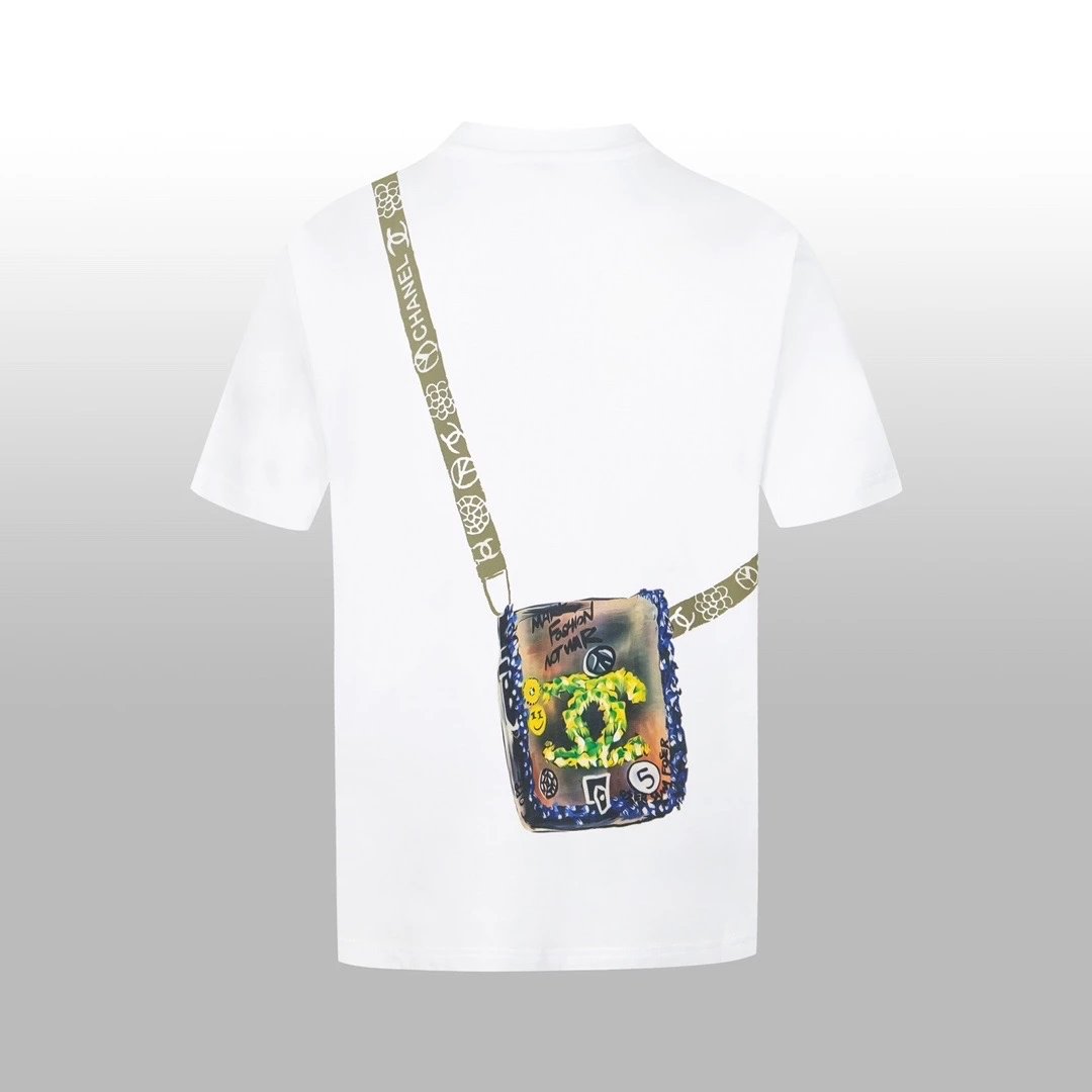 Chanel T-shirt Short Sleeve T T-shirt High Version Spring Summer New Short Sleeves T-shirt Hand-Painted Graffiti Couple