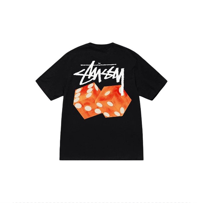 Stussy T-shirt Top Version Fashion Brand Plush Dice Summer Men's and Women's Same Style Short Sleeve T T-shirt