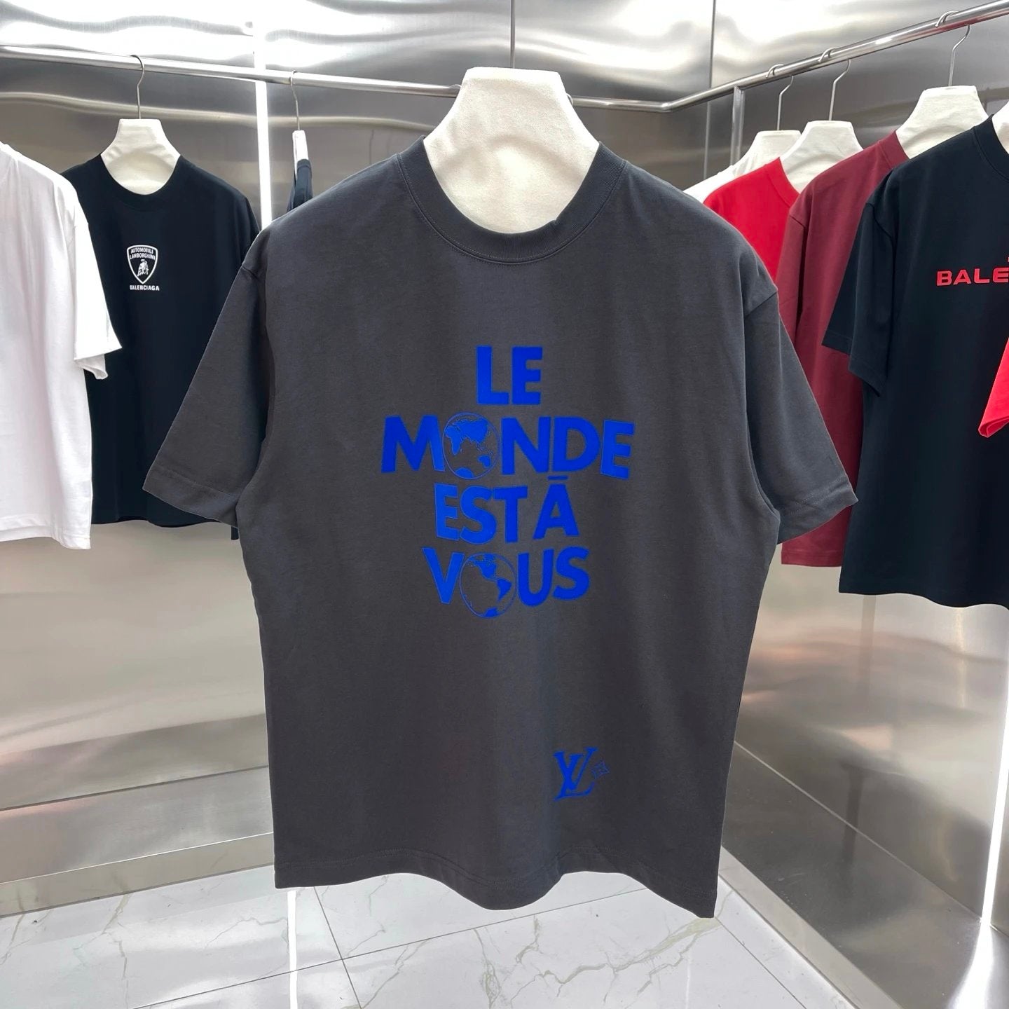 Louis Vuitton LV T-shirt Flocked Chest logo round Neck Short Sleeve25ss New Pure Cotton Unisex Style T T-shirt OS Loose Fit Base Shirt Top Half Sleeve T-Shirt