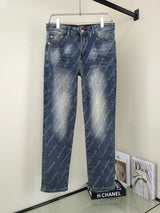 Balenciaga Jeans Full-body Bulletproof Print logo25ss Spring Summer New Straight Loose Slim Fit Jeans Unisex Long Pants