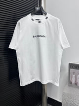 Balenciaga T-shirt Chest Letter Embroidery logo round Neck Short Sleeve25ss New pure cotton T Unisex T-Shirt OS Loose Fit Base Shirt Top Half Sleeve T-Shirt