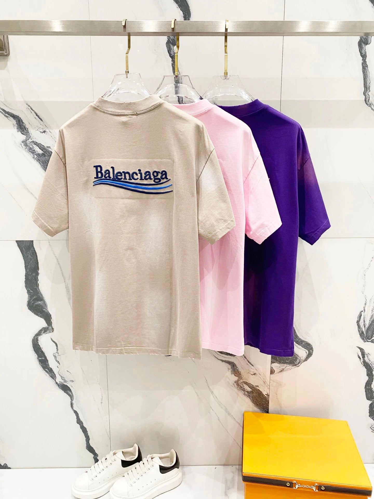 Balenciaga T-shirt Front and Back Wave Cola Letter Embroidery logo round Neck Short Sleeve25ss New pure cotton T Unisex T-Shirt OS Loose Fit Base Shirt Top Half Sleeve T-Shirt