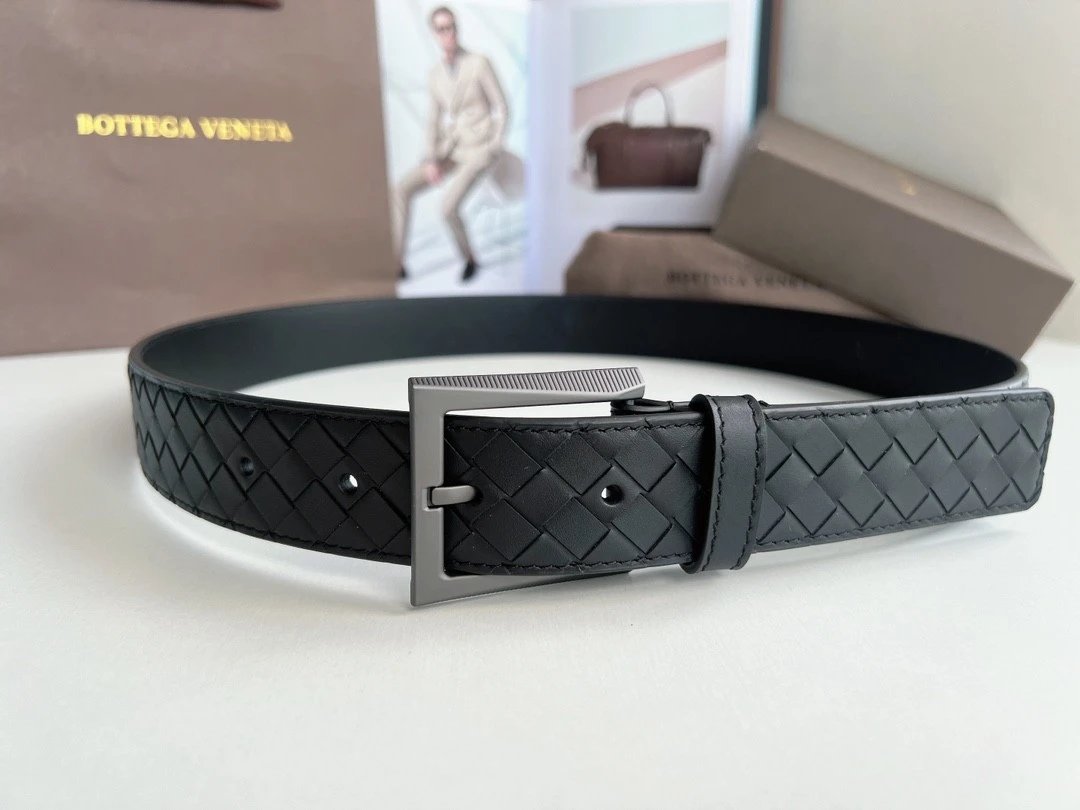 Bottega Veneta Belt 【First Layer Cowhide】Counter Version Free Packaging New Belt Men's First Layer Cowhide Hand-Woven Calfskin Belt Fashion All-Matching3.5cm Pant Belt Men and Women Business Casual Belt Belt Men's Leather Belt