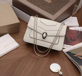 BVLGARI Bag Top version SerpentiForever Pearl White Handbag Cowhide Bag Decorated with a Snake's Head File Holder Chain Bag Portable Shoulder Messenger Bag Women's Bag