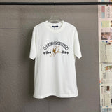 Louis Vuitton LV T-shirt Brown Small French Bulldog Embroidery on Chest Letters logo round Neck Short Sleeve25ss New Pure Cotton Unisex Style T T-shirt OS Loose Fit Base Shirt Half Sleeve T-Shirt Top Half Sleeve