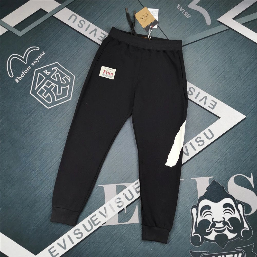 Evisu Sweatpants Top Version Counter Same Style Cotton Sweat Pants Same Style for Men and Women Loose Fashion Brand2024Versatile Casual Pants Sports Trousers