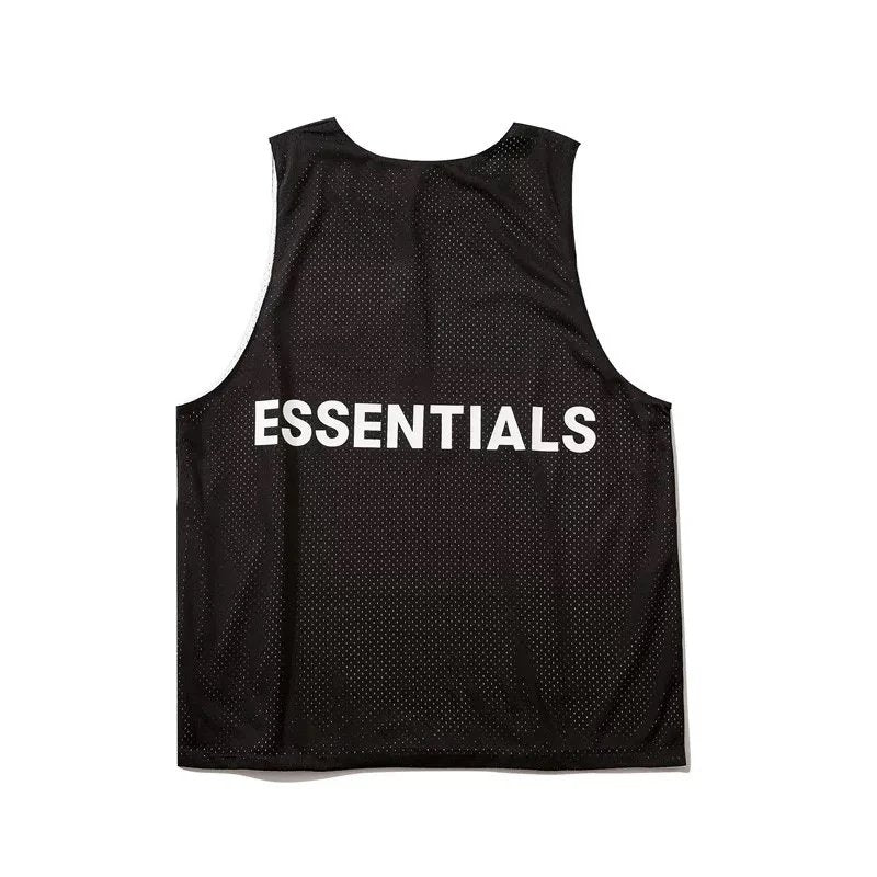 ESSENTIALS T-shirt Top Version Double Line Fashion Brand Letter High Street Sports Jersey Mesh Double-Layer Vest for Men