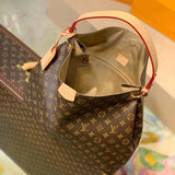 Louis Vuitton LV Women's Bag Top version Internet Hot Big Bag Presbyopic Women's Bag New Graceful Small Size Handbag Tote Bag Wide Shoulder Strap Handbag Shopping Bag Shoulder Bag Messenger Bag Mummy Bag M43700M43703