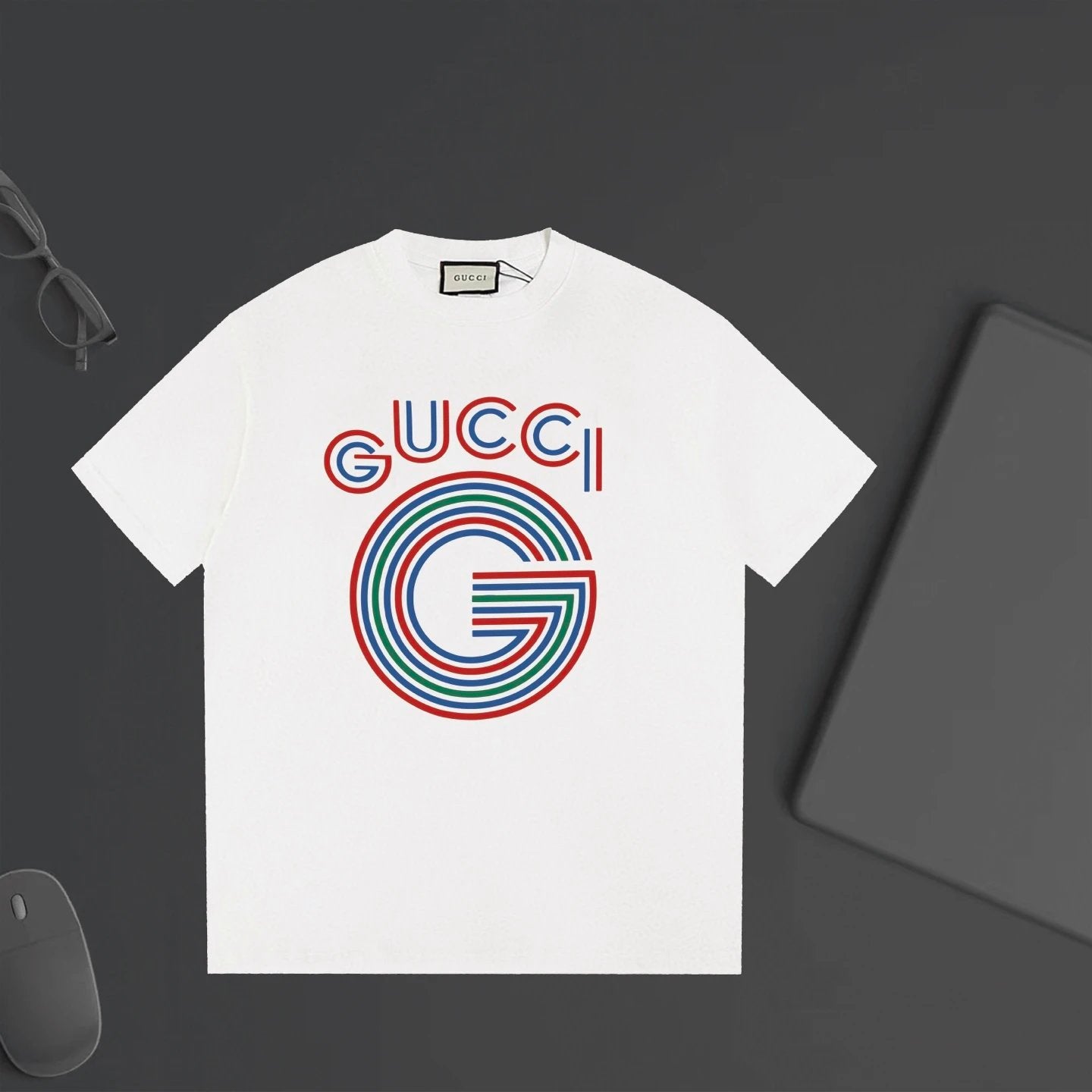 Gucci T-shirt Chest Curve Letter Print logo round Neck Short Sleeve25ss New Pure Cotton Unisex Style T T-shirt OS Loose Fit Base Shirt Top Half Sleeve T-Shirt