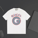 Gucci T-shirt Chest Curve Letter Print logo round Neck Short Sleeve25ss New Pure Cotton Unisex Style T T-shirt OS Loose Fit Base Shirt Top Half Sleeve T-Shirt
