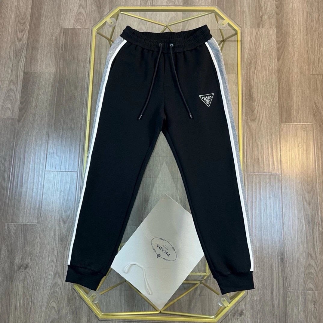 PRADA Sweatpants Letter Printing logo Metal Triangle Logo Jogger Sweatpants Autumn Unisex Long Pants Drawstring Winter Loose Plus Size Casual Pants High Waist Color Block