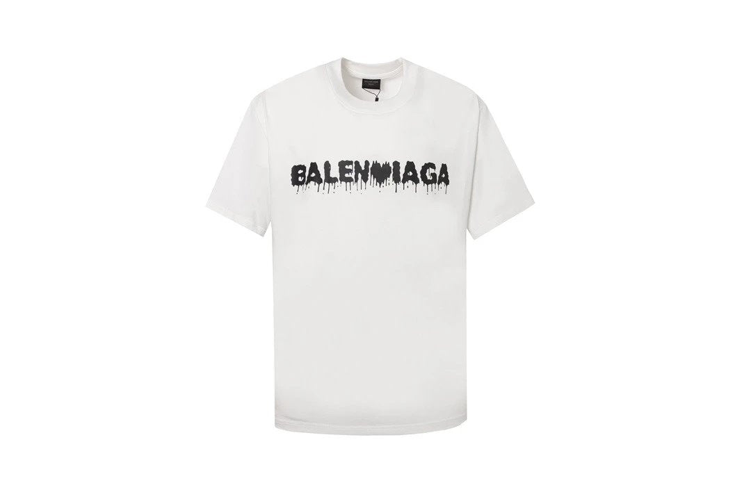Balenciaga T-shirt Melted Letters on the Chest logo Round neck short-sleeve pure cotton T Unisex T-Shirt OS Loose Fit Base Shirt Summer New Casual Simple T-Shirt