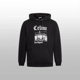 Celine Hoodie Black and white chest logo Hooded Sweatshirt Jacket Hoodie Top Unisex Sports Casual OS Loose fit versatile style