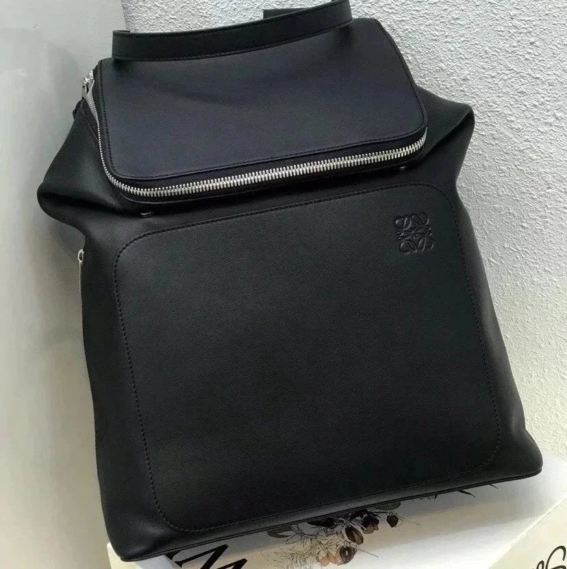 LOEWE Backpack Top version 【Premium Version Original Leather】Backpack Huang Zitao Same Style Goyabackpack Series LOEWE New Schoolbag Backpack Men's and Women's Casual Travel Backpack Color Matching Calfskin Material Goya Backpack