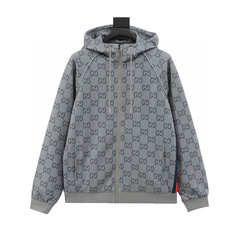 Gucci Jackets Full Printed Jacquard Net Tape Suit Hooded Coat for Men and Women