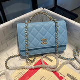 Chanel Women's Bag Top version Upgraded Latest Chip l2022p New Stewardess Bag Hollow Handle Cowhide Handle Letters Stewardess Bag New Wrist Strap cclogo58Package Women's Bag Crossbody Bag Flap Bag woc Fortune Bag