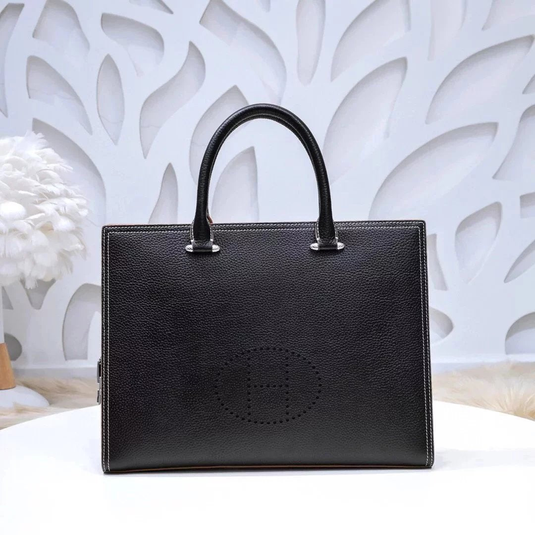 Hermes men's bag Top version Latest Men's Business Casual Computer Bag Briefcase Handbag Men's Bag Made of Original Calfskin Leather Soft Feel Awesome Configuration Password Lock High-End Hardware Zipper Head