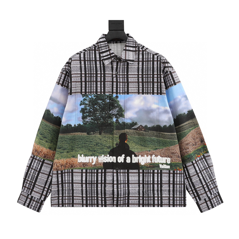 Louis Vuitton LV Shirt Landscape Plaid Long Shirt for Men and Women