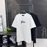 Gucci T-shirt Cursive Font Letters Front Print logo round Neck Short Sleeve25ss New pure cotton T Unisex T-Shirt OS Loose Fit Base Shirt Top T-Shirt Short Sleeve