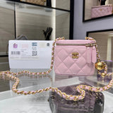 Chanel Women's Bag Top version 【Original Leather】Ohanel Grandma's House22B New Sheepskin Golden Balls Box Bag with Mirror Bottom Double C Long Box Cosmetic Bag mini Small Box Bag Storage Bag Mobile Phone Bag Mini Metal Beads Box Bag Handmade Workshop Seri