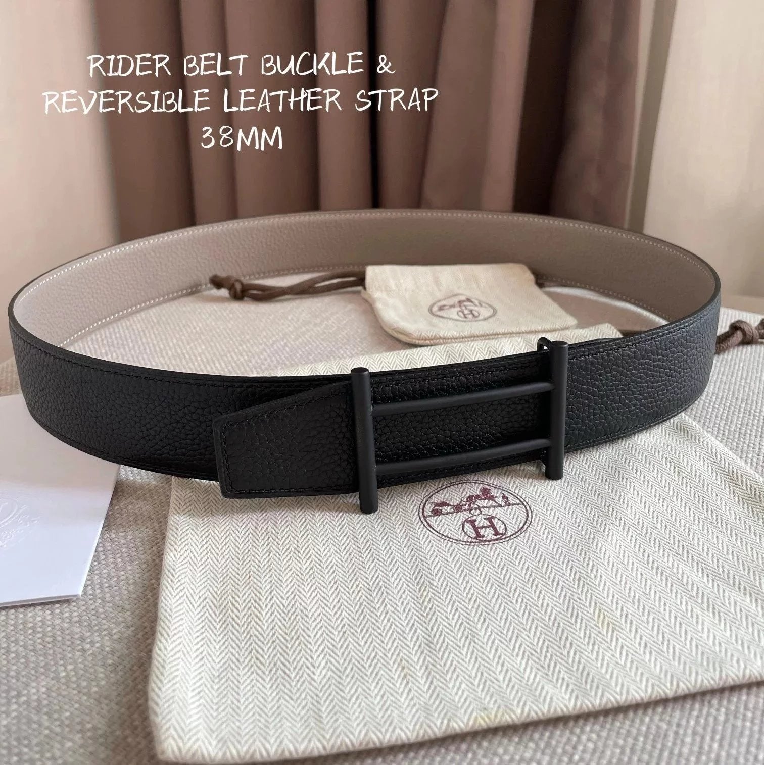 Hermes Belt Top version Exclusive Mobile Phone Real Shot High Quality Double-Sided Imported First Layer Cowhide Men's Belt Double-Sided Available h Home Belt Fashion All-Match Clothes Accessories Width3.8cm