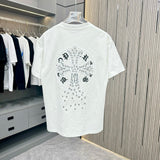 Chrome Hearts T-shirt Back with Sanskrit Letter Embroidery logo round Neck Short Sleeve25ss New Pure Cotton Unisex Style T Casual T-Shirt Base Layer Shirt OS Loose Fit Half Sleeve Top Plus Size