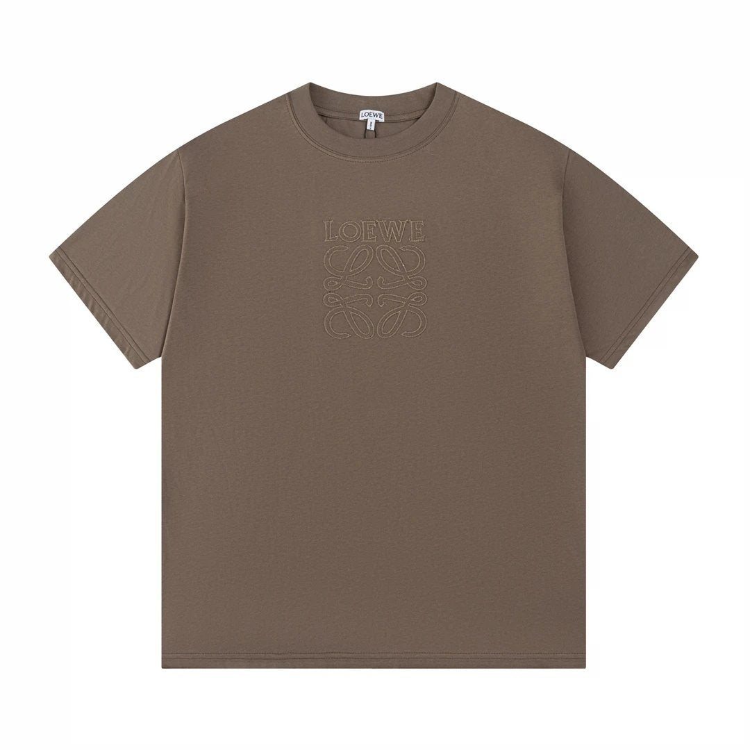 LOEWE T-shirt Embroidery on the chest logo round Neck Short Sleeve25ss New Pure Cotton Unisex Style T Casual T-Shirt Base Layer Shirt OS Loose Fit Half Sleeve Top Plus Size