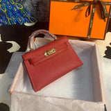 Hermes women's bag Top version New Women's Bag Minikellyll Kelly Bag Second Generation Epsom Leather Handmade Wax Line19cm