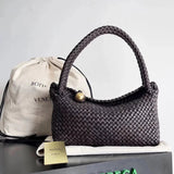 Bottega Veneta Women's Bag Top version 2023Winter Series/The Most Artistic Embodiment Tosca Handbag Metal Golden Ball Replaced with Malachite Collection Grade Woven Bag Hand Woven Handbag