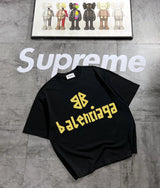 Balenciaga T-shirt Vintage Print on the Chest logo round Neck Short Sleeve25ss New Pure Cotton Unisex Style T T-shirt OS Loose Fit Base Shirt Top Half Sleeve T-Shirt