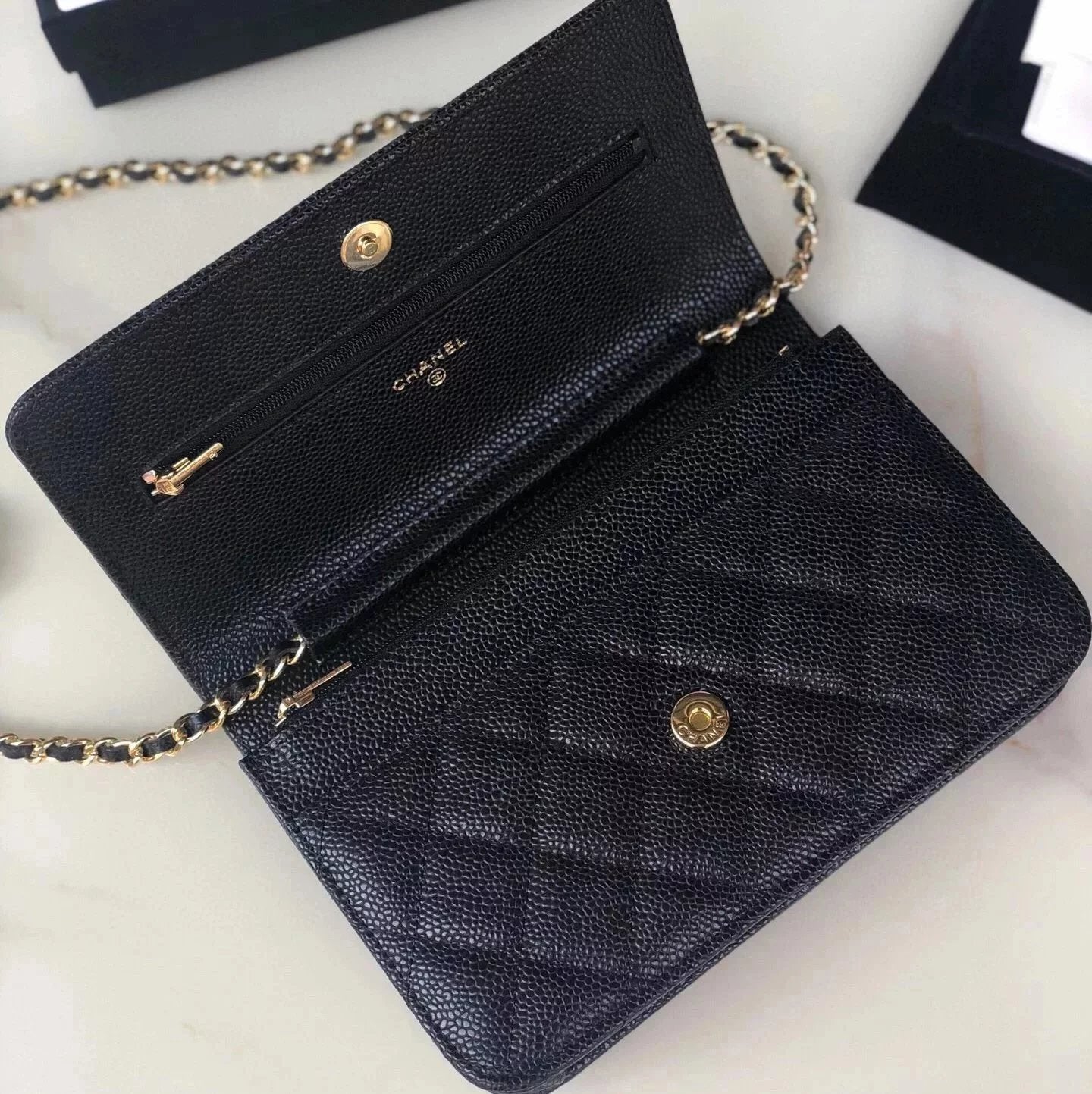 Chanel Women's Bag Top version 【**Original Leather】woc Latest Version Suction Clasp WOC Original Caviar Cowhide Sheepskin Chain Bag Flap Bag Flap Bag Diamond Pattern Bag Fortune Bag WOC Fighter in