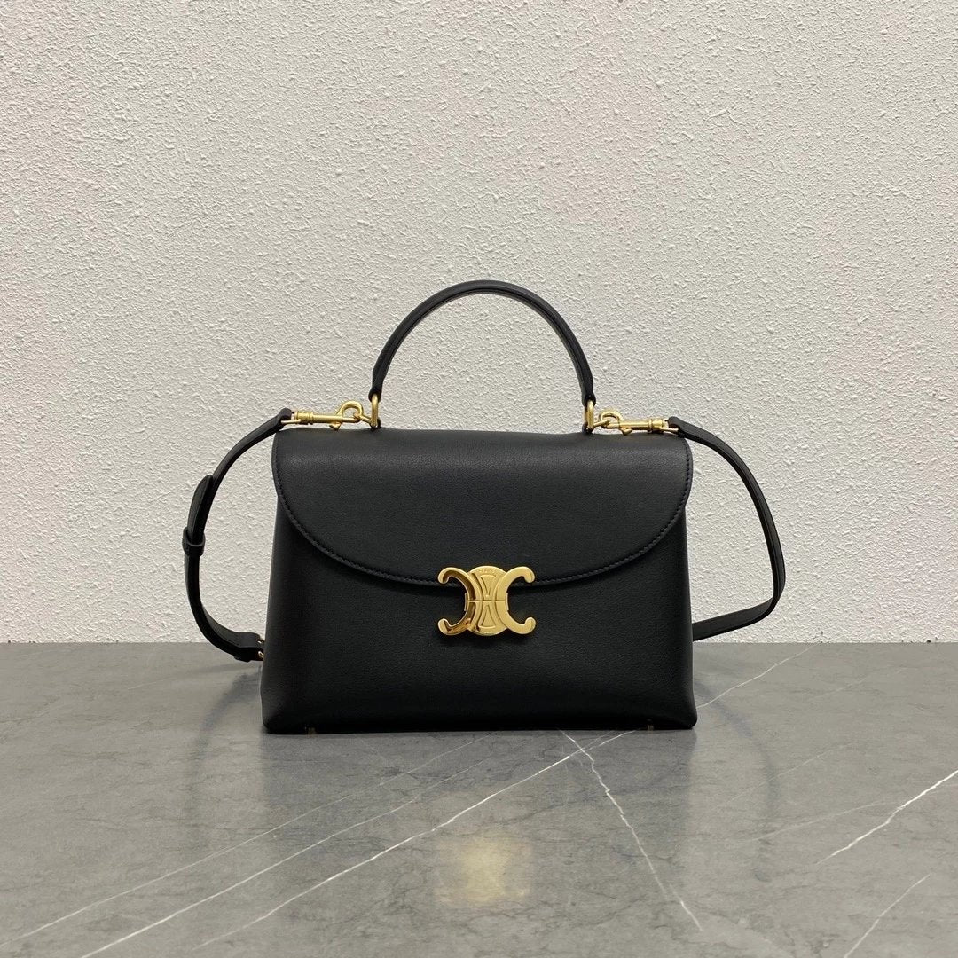 Celine women's bag Top version 【Super Original Genuine Goods Leather】24SS New Arc De Triomphe kelly Handbag Portable Messenger Bag Shoulder Bag Medium NiNo Top handled shoulder Kelly Handbag Women's Bag117523