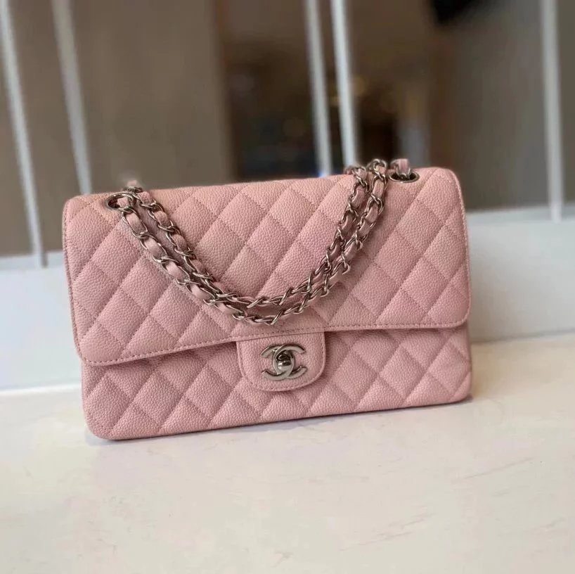 Chanel Women's Bag Top version 【Level Surrogate Shopping】New Classic CF Bag ClassicFlap2.55CF Medium25cm Original Leather Ball Pattern Caviar Diamond Chain Sheepskin Bag Shoulder Messenger Bag Women's Bag1112CF25cm Medium