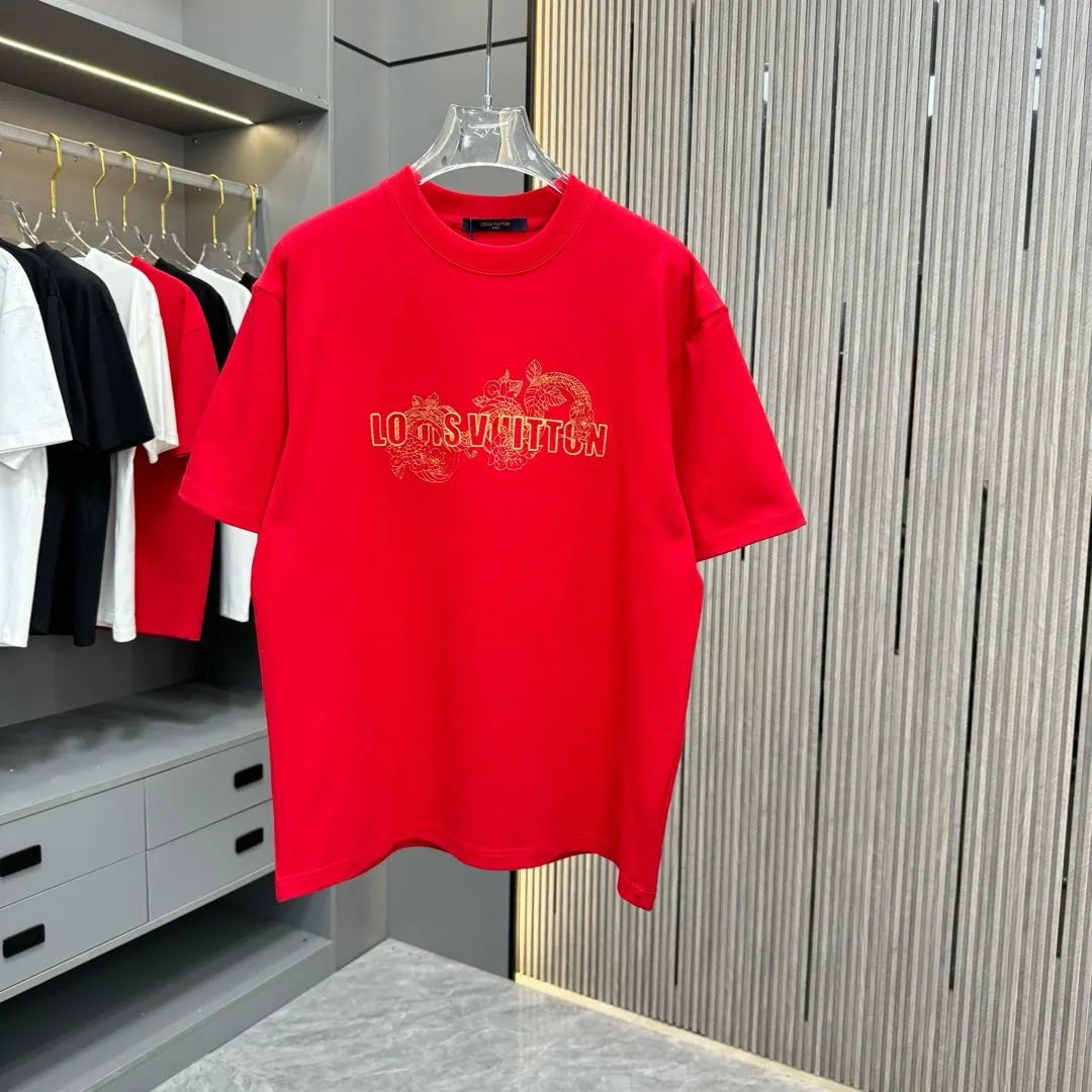 Louis Vuitton LV T-shirt Front Embroidery Iconic logo round Neck Short Sleeve25ss New Pure Cotton Unisex Style T T-shirt OS Loose Fit Base Shirt Top Half Sleeve T-Shirt