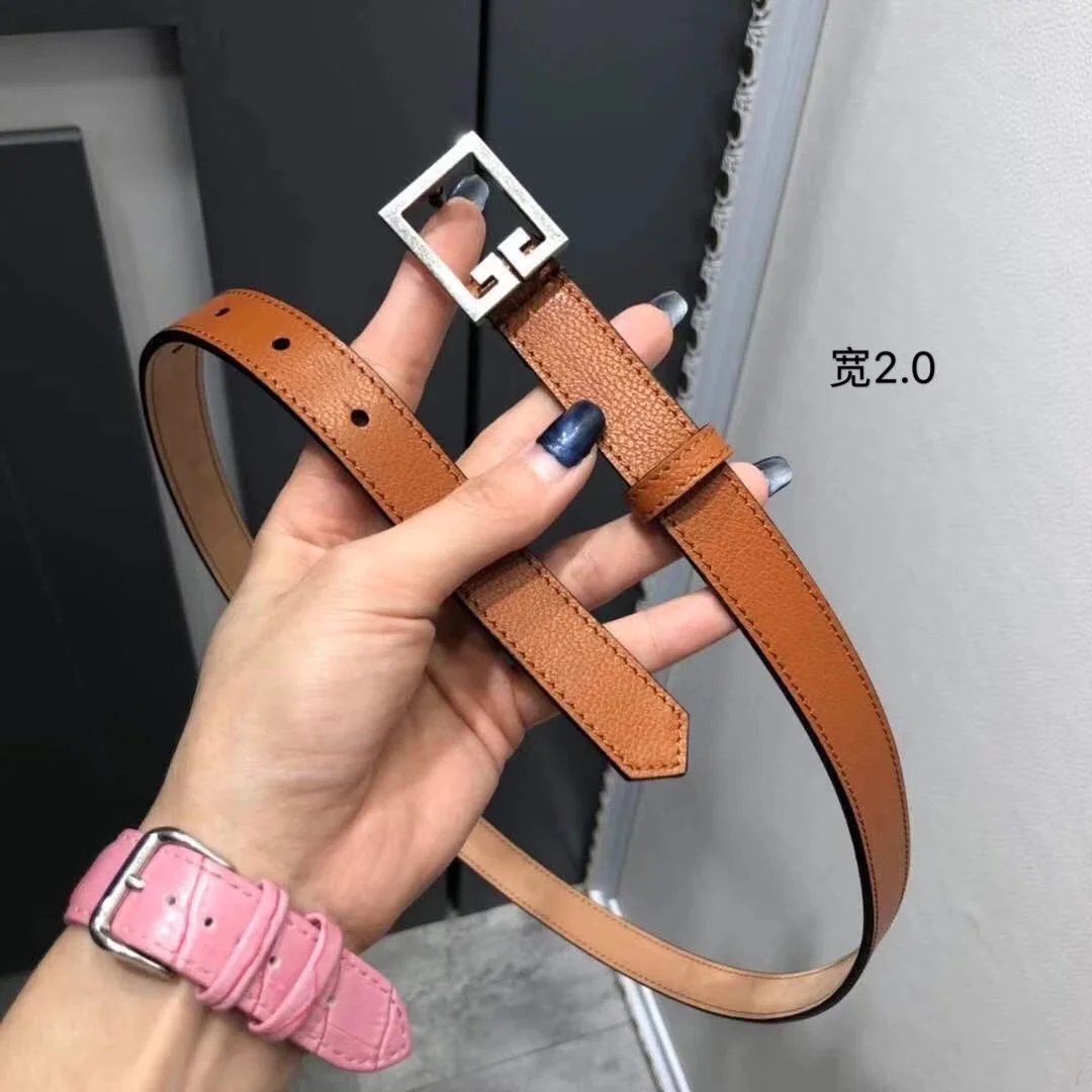 Givenchy Belt Top version New Women's Leather Belt First Layer Cowhide Trendy All-Matching2.0Narrow Belt Thin