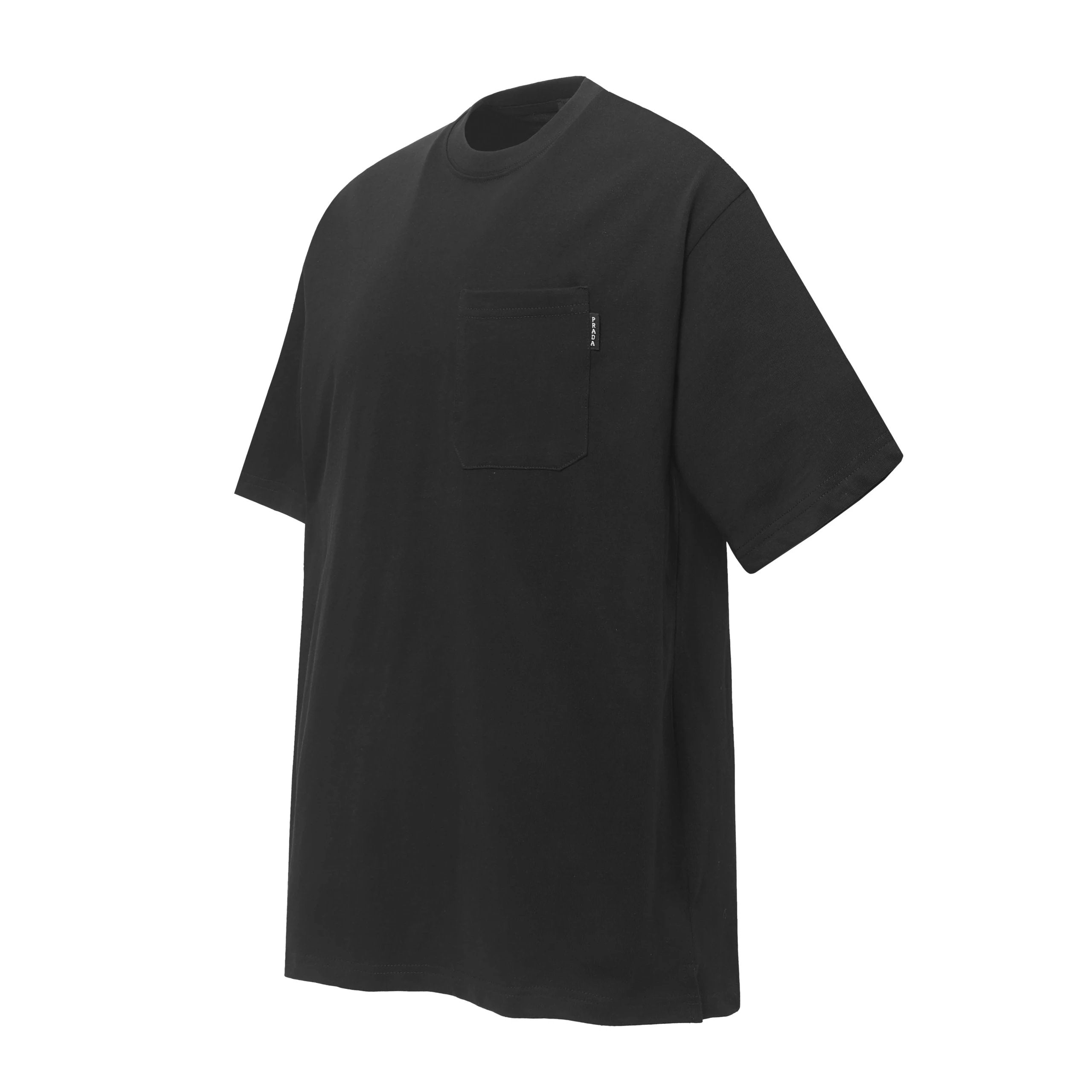 PRADA T-shirt Chest Pocket Letter Tag logo round Neck Short Sleeve25ss New pure cotton T Unisex T-Shirt OS Loose Fit Base Shirt Top Half Sleeve T-Shirt