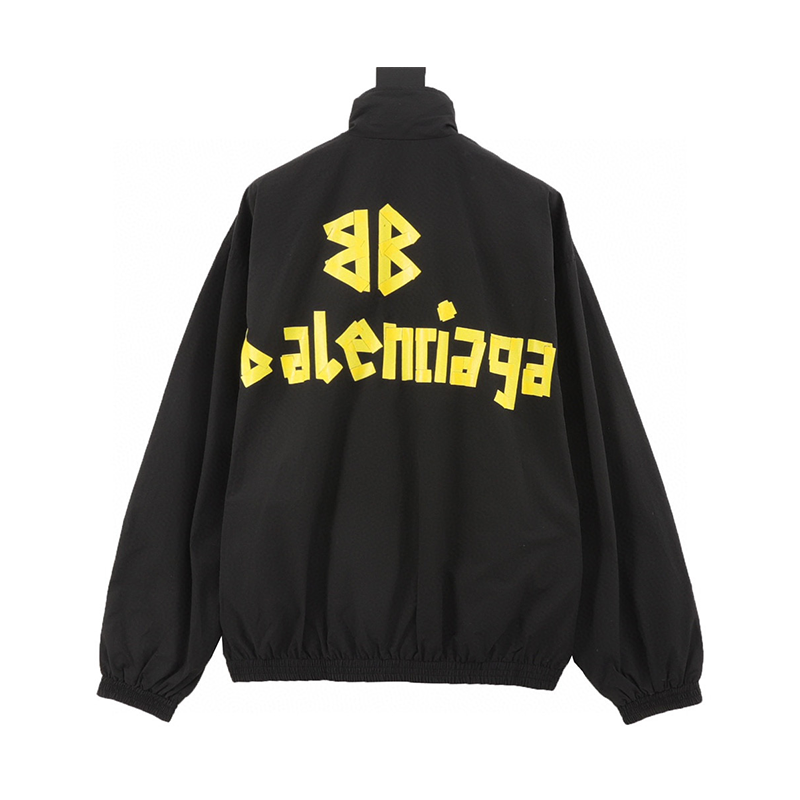 Balenciaga Jackets Yellow Tape Stand-up Collar Jacket Same Style for Men and Women