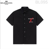 Balenciaga Shirt Classic Logo Printed Turn-down Collar Short Sleeve Shirt Unisex Versatile Business Casual Slim Fit Jacket