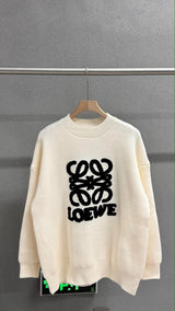 LOEWE Sweater Autumn Winter Limited Edition Knitted Embroidery logo Towel Embroidered Crew Neck Sweater Unisex os Loose Fit Sports Casual Loose Versatile