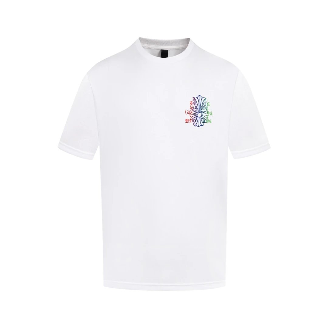 Chrome Hearts T-shirt Backside Print logo round Neck Short Sleeve25ss New Pure Cotton Unisex Style T Casual T-Shirt Base Layer Shirt OS Loose Fit Half Sleeve Top Plus Size