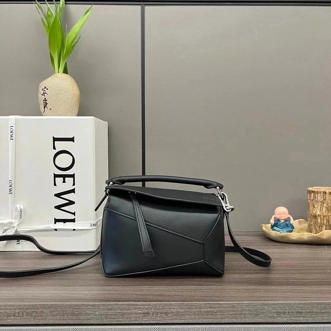 LOEWE Women's Bag Top version 【Original Leather Version】2023New Mini Satin Cow Leather PuzzleEdge Handbag puzzle Mini Handbag Geometric Bag Mobile Phone Bag Portable Messenger Bag Loe New puzzle Bag nano Size18cm Summer bags