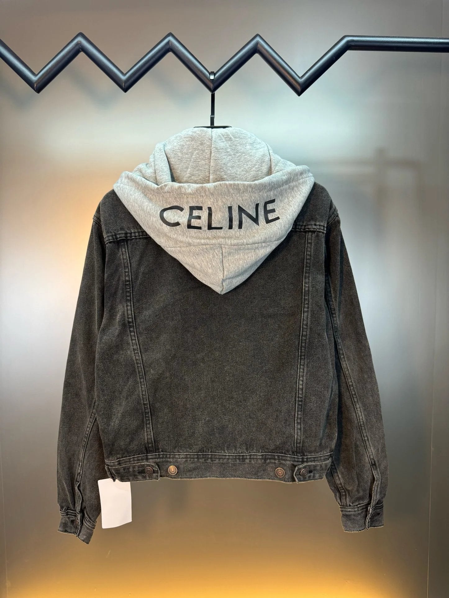 Celine Jackets Hooded denim jacket380Handmade Printing logo All-round Denim Casual Loose All-Match Hoodie Jacket Cardigan for Men and Women24ss Autumn and Winter New Products