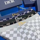 Dior Underwear Classic Checkerboard Series Fashionable Loose Breathable plus Size Comfortable Men's Underwear