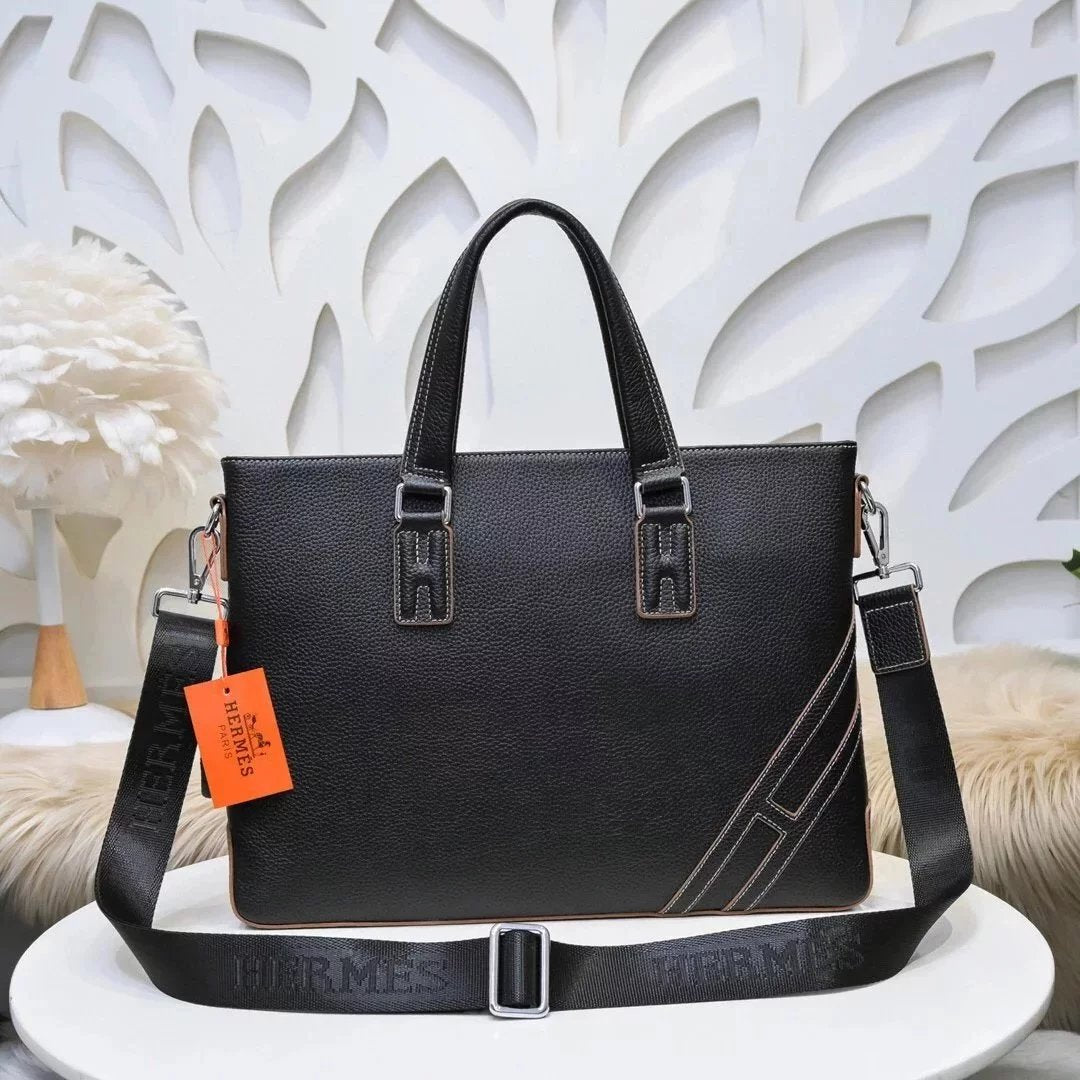 Hermes men's bag Top version Can Support Counter Comparison New Men's Briefcase Shoulder Messenger Handbag Briefcase Briefcase Handbag Briefcase Men's Bag